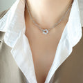 Flower OT Clasp Paperclip Chain Necklace and Bracelet view 6