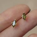 Green Marquise Solitaire Stud Earrings In Gold And Silver Tones view 6