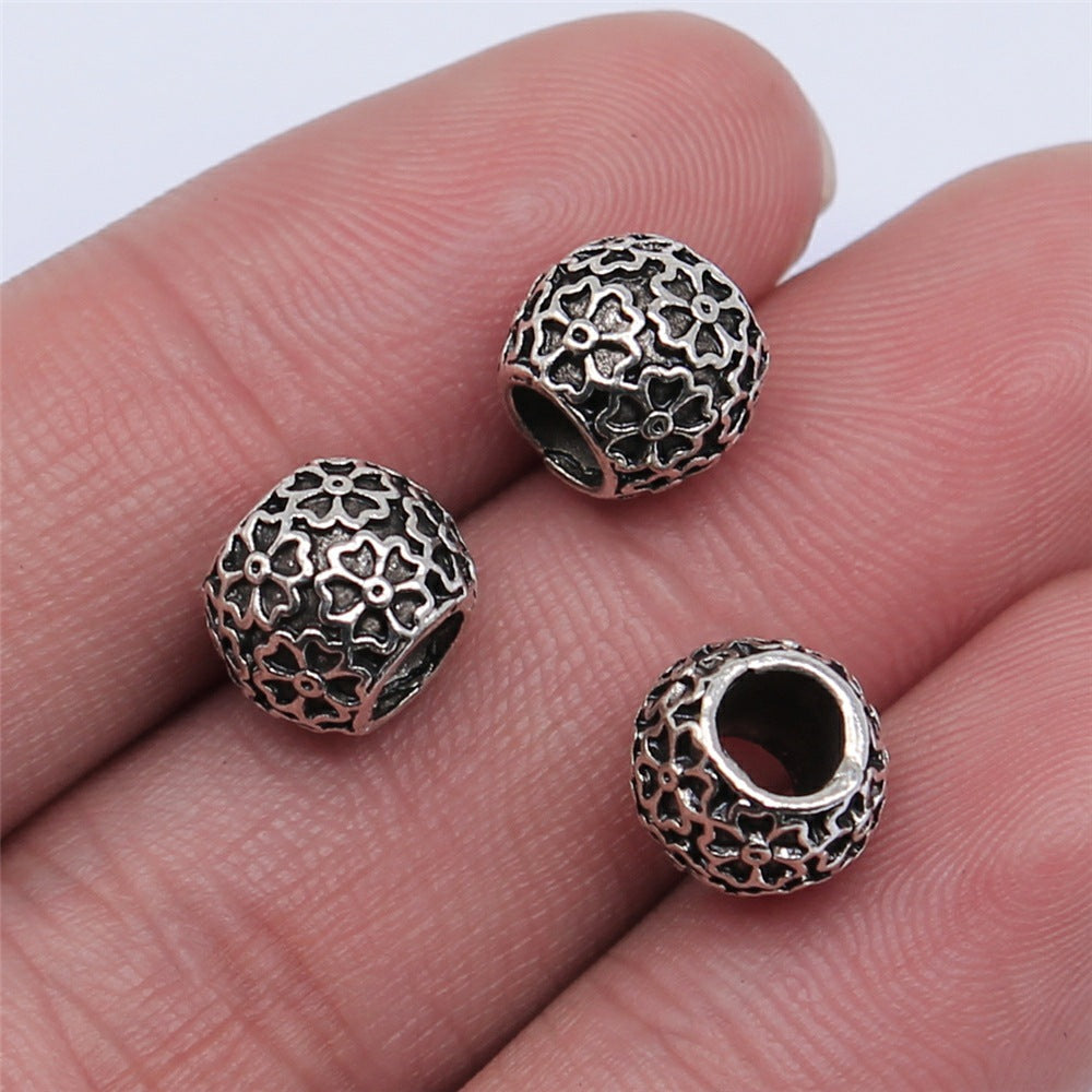 10x8mm 2g Antique Silver Zinc Alloy Large Hole Spacer Beads for DIY Bracelet Necklace Making