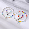 Silver Tone Colorful Bead Heart and Smiley Bracelets and Rings view 1