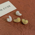 Gold and Silver Woven Teardrop Statement Stud Earrings view 2