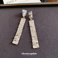 Gold and Silver Tone Textured Bar Drop Earrings Statement Jewelry view 4