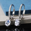 Silver Pave Hoop Drop Earrings Round Oval Teardrop Clear view 3