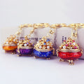 Treasure Bowl Keychain with Pearl-Like Beads and Colored Stones view 9