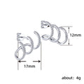 White Metal Triple Arc Pave Curve Stud Earrings Clear Alloy view 3