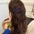 Navy Blue BB Snap Hair Clip Red Heart Tip One Style view 4