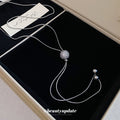 Silver Tone Crystal Ball Adjustable Lariat Necklace view 4
