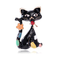 Cat Crystal Enamel Two Designs Metal Brooch Pin for Jackets and Lapels view 6