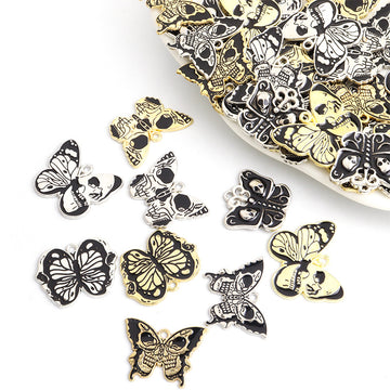 Black and White Skull Butterfly Pendant Charms in Nine Styles