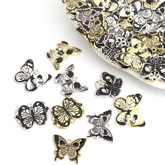 Black and White Skull Butterfly Pendant Charms in Nine Styles