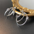 Crystal Openwork Triple Oval Drop Earrings in Gold and Silver view 7