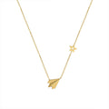 Paper Airplane Star Charm Necklace in Gold Steel Rose Gold view 5
