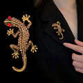 Gold Tone Gecko Crystal Metal Brooch Pin for Jackets and Lapels view 4