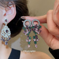 Purple and Green Crystal Chandelier Stud Earrings Fashion Jewelry view 2