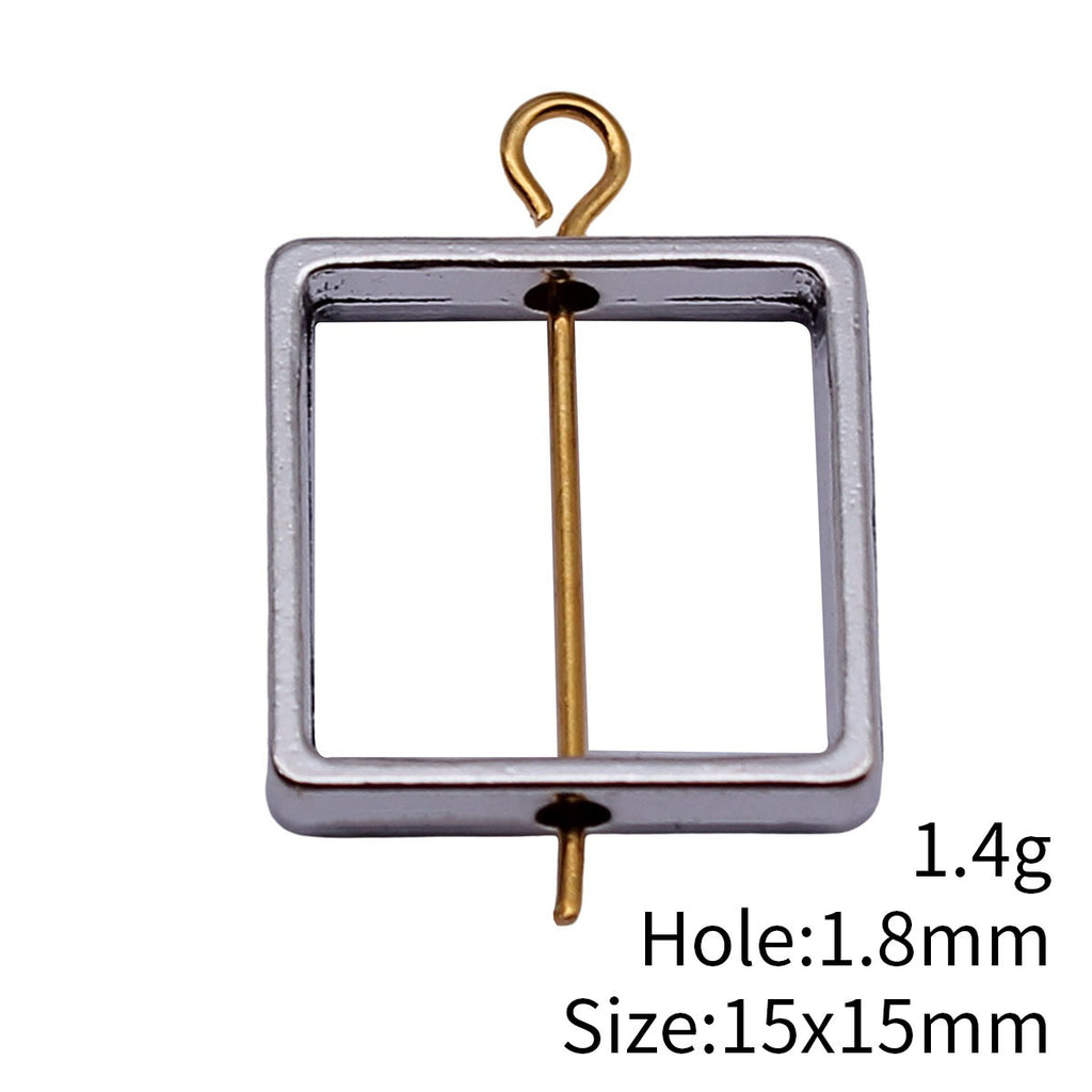 15x15mm 1.4g Multicolor Zinc Alloy Geometric Hollow Square Frame Loose Metal Beads for Jewelry Making