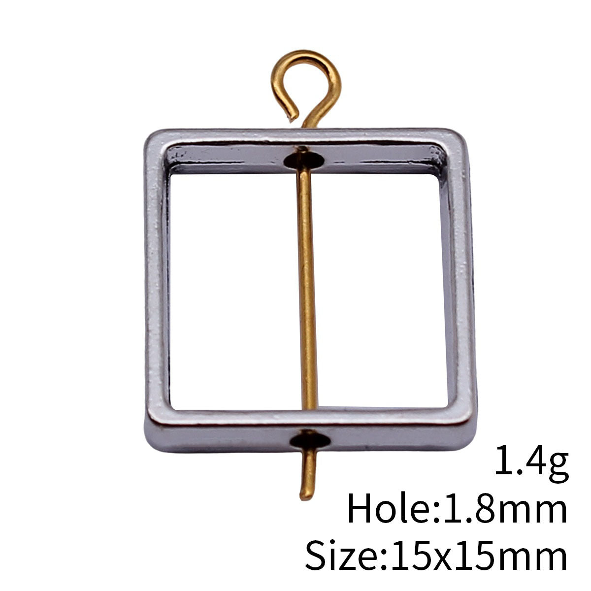 15x15mm 1.4g Multicolor Zinc Alloy Geometric Hollow Square Frame Loose Metal Beads for Jewelry Making