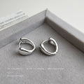 Silver Tone Polished Open Heart Shape Chunky Hoop Earrings view 3