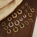 Crystal Hoop Huggie Earrings Gold Steel Twist U-Shape Styles view 2