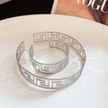 Greek Key Open Cuff Choker Bracelet Metal Sets Two Tones view 7