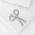 Rhinestone Scissors Brooch with Pearl Beaded Handles view 5