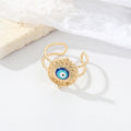 Gold Tone Openwork Blue Evil Eye Adjustable Cuff Rings view 4