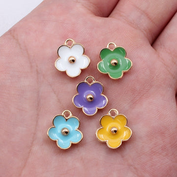 Enamel Metal Flower Charms in Five Bright Color Options