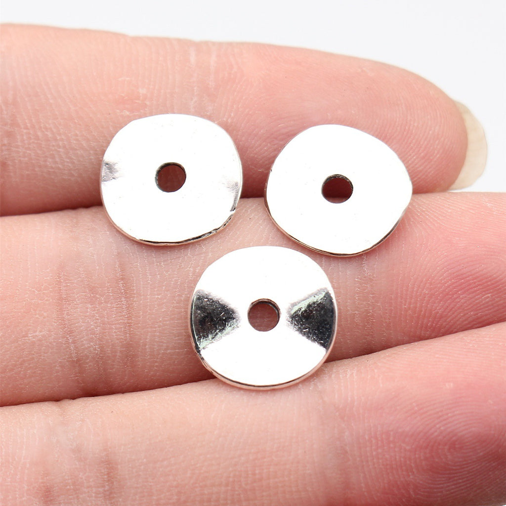 14x14x1.4mm 0.85g Antique Silver Tone Zinc Alloy Wavy Irregular Round Disc Spacer Beads for DIY Jewelry