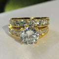 Gold Two Piece Ring Set Large Round Clear Center Stone view 3