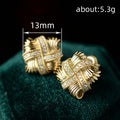 Gold Woven Cross Knot Stud Earrings with Pavé CZ Accents view 4