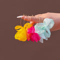 Six Color Translucent Fabric Petal Flower Hoop Earrings view 3