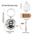 Delightful Grim Reaper Round Wood Plaque Split Ring Keychain view 3