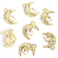 Crystal-Accented Gold Silver Moon Alloy Charms in 6 Styles view 6