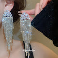 Rhinestone Circle Fringe Earrings in Four Long Designs view 4