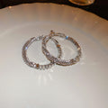 Crystal Trimmed Hoop Earrings in Gold and Silver Tones view 6