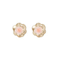 Ivory Resin Flower Stud Earrings With Gold Tone Centers view 5