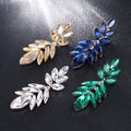 Aqua Green Green Layered Leaf Openwork Crystal Four Designs Metal Dangle Earrings view 3