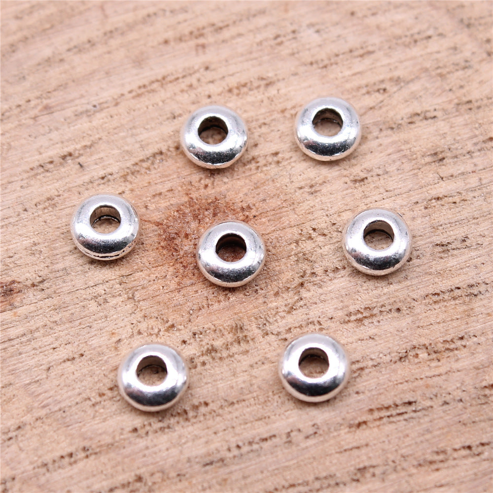 5x5x2mm 0.14g Multicolor Zinc Alloy Flat Round Small Hole Spacer Beads for Bracelet Necklace DIY Making