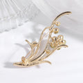 Floral Spray Rhinestone Brooch Clear Crystal Gold Silver Pin view 4