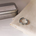 Silver Tone Wide Irregular Textured Open Ring For Women view 1