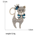 Crystal Cat Brooch With Crown and Blue or Purple Bow view 5