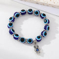 Silver Tone Blue Evil Eye Bead Stretch Bracelets with Six Charms view 8
