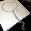 Multi-Layer CZ Tassel Necklace Set Gold Gunmetal Silver view 8