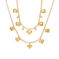 Heart Necklace and Letter Charm Collection in Gold and Silver Tone view 5