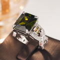 Rectangular Solitaire Twisted Clear Stone Ring In Yellow Or Green view 5