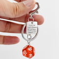 Translucent Acrylic Dice Keychain with Heart or Message Tag Charm view 12