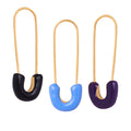 Gold Steel Safety Pin U Enamel Drop Hoop Ear Jewelry view 5