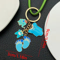 Blue and Pink Baby Elephant Footprint Metal Keychain Pair view 6