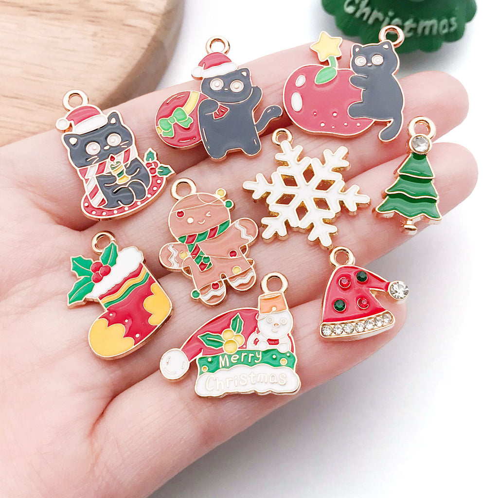 Enamel Zinc Alloy Christmas Snowman Candy Charm Pendant for Earrings Bracelets Keychains