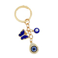 Gold Blue Butterfly Evil Eye Keychain With Crystal Pendant view 5