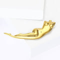 Polished Reclining Figure Brooch in Two Metal Tones view 4